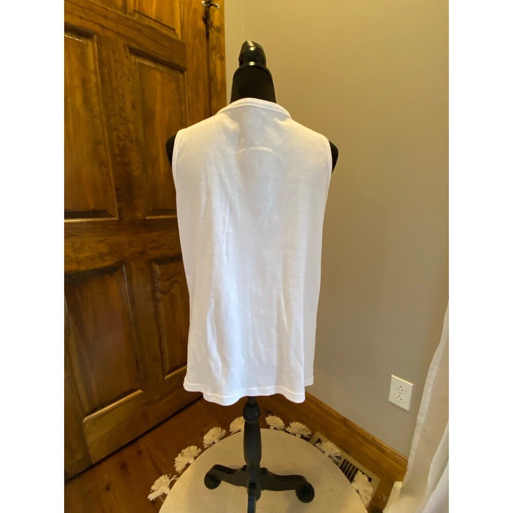 Basic Editions Tank Top Blouse Plus Size XL Sleeveless Ribbed Rounded Neckline - Picture 3 of 6